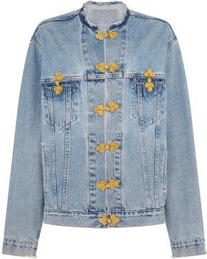 Conner Ives Frog Knot-Embellished Jean Jacket - Blue