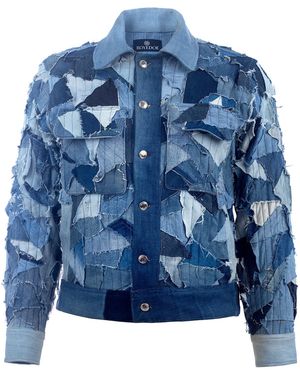 BOYEDOE Osabarima Patchwork Denim Jacket - Blue
