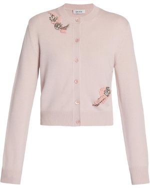 Erdem Embellished Merino-Wool Cardigan - Pink