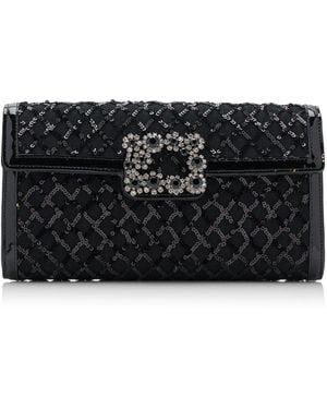 Roger Vivier Flower Buckle Pouch in Black | Lyst