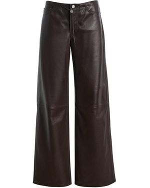 Still Here Cool Low-Rise Leather Wide-Leg Trousers - Black