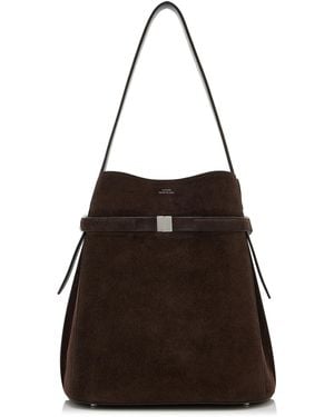 TOTEME Belted Suede Bucket Bag - Black