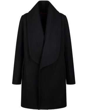 Martin Grant Wool-Blend Fitted Shawl Collar Coat - Black