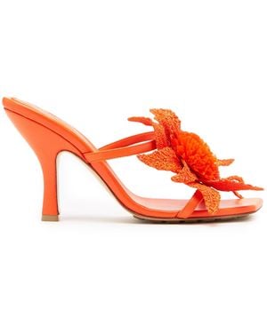 Bottega Veneta Adam Flower-Detailed Leather Sandals - Orange