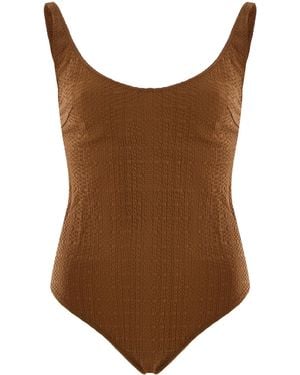 Lisa Marie Fernandez Marilyn Seersucker One-Piece Swimsuit - Brown