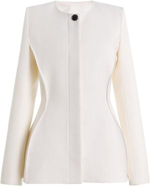 Brandon Maxwell Shelton Tailored Wool-Silk Jacket - White