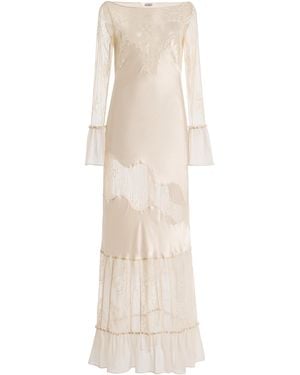 Sleeping with Jacques Erica Lace-Inset Silk Maxi Dress - Natural
