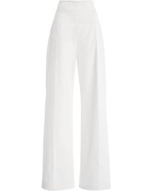 Carolina Herrera Stretch-Cotton Wide-Leg Trousers - White