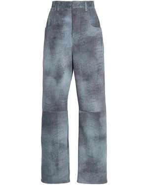 Bottega Veneta Relaxed Suede Wide-Leg Trousers - Blue