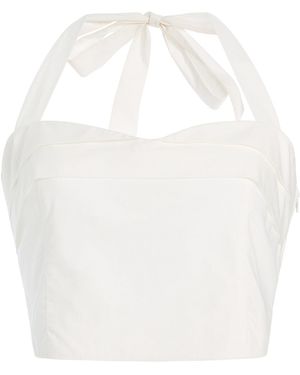 Posse Rue Cotton Halter Top - White