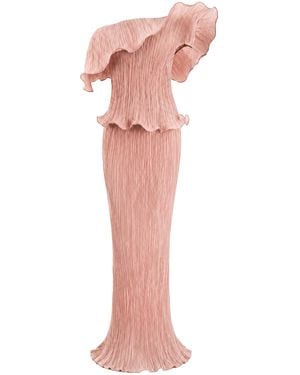 Marmar Halim Exclusive Off-The-Shoulder Plissè Gown - Pink