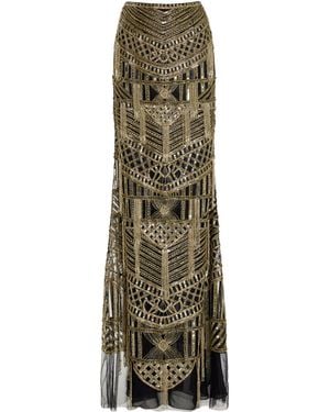Cucculelli Shaheen Embellished Woven Tulle Maxi Skirt - Natural