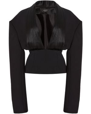 A.W.A.K.E. MODE Cummerbund-Collar Crepe Tuxedo Top - Black