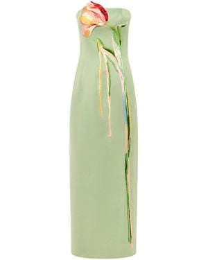 LEO LIN Marilyn Floral-Embroidered Maxi Dress - Green