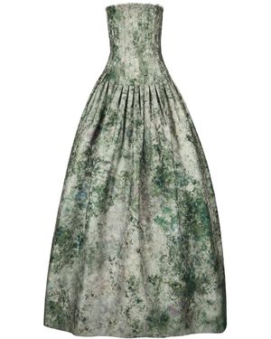 Maria Elena Villamil Camelia Strapless Brocade Maxi Dress - Green