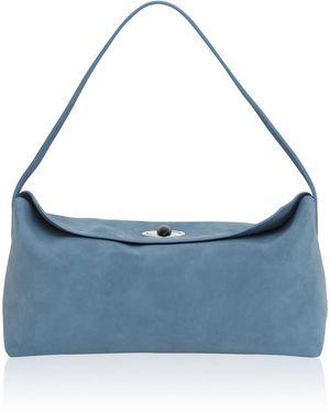 Christopher Esber Doba Quartz Turnlock Suede Shoulder Bag - Blue