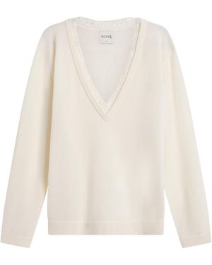 Posse Primrise Lace-Trimmed Merino Jumper - White