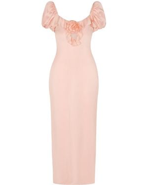 De La Vali Eden Ruffled Satin Maxi Dress - Pink