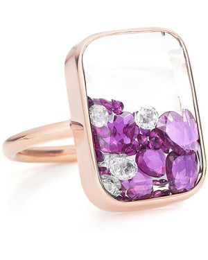 Moritz Glik Ten Fourteen 18K Rose Ruby Shaker Ring - Pink