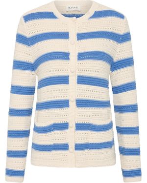 ROAME. Manon Striped Cotton Knit Cardigan - Blue