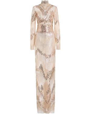 Zuhair Murad Sequined Tulle Gown - Natural
