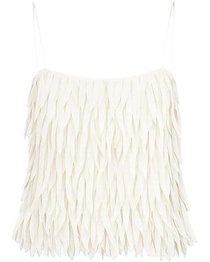 St. Agni Fringe Tie Silk Top - White