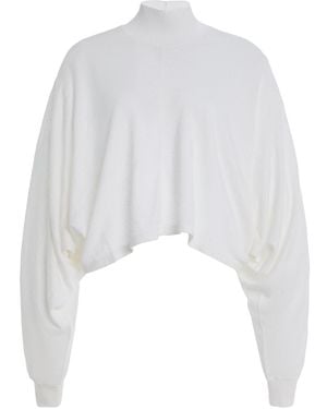 Alaïa Batwing Linen Top - White