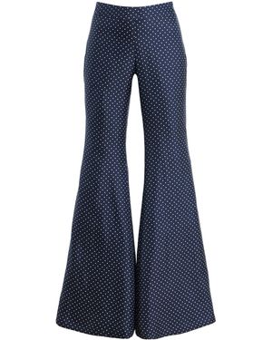 Franchise Zaoua Silk Polka-Dot Flared Trousers - Blue