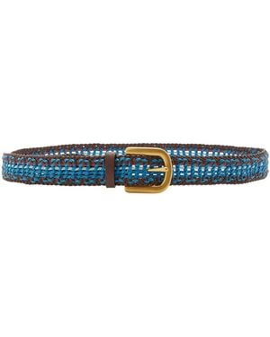 Gabriela Hearst Sam Woven Leather Belt - Blue