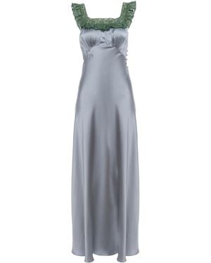 Chloé Lace-Trimmed Silk Satin Maxi Dress - Grey