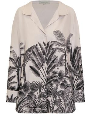 ANDRES OTALORA Un Tej Oversized Printed Linen Shirt - White