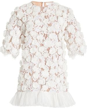 Michael Kors Raffia Hand Embroidered Tunic Top - White