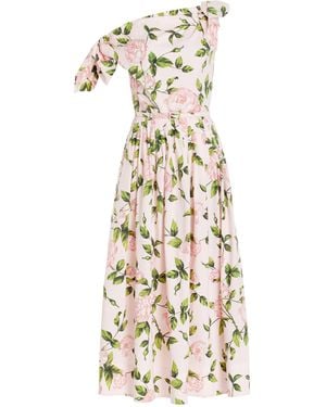 Oscar de la Renta Printed Cotton Poplin Midi Dress - Natural