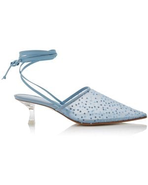 Reike Nen Exclusive Bit Convertible Sequined-Mesh Mules - Blue