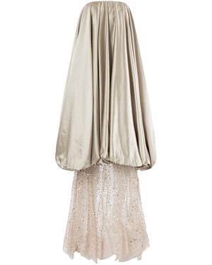 La Fuori Champagne Lace & Duchesse Satin Gown - White