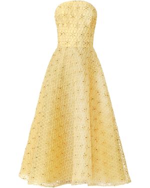 Naeem Khan Abstract Cording Cocktail Midi Dress - Yellow