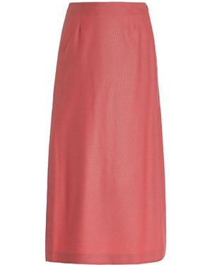 Gabriela Hearst Defina Top-stitched Wool-silk Midi Skirt - Red