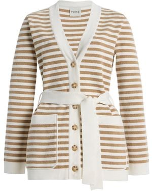 Posse Exclusive Ari Striped Knit Cardigan - Natural