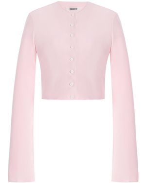 Birrot Exclusive Lay2 Cropped Bonded Crepe Cardigan - Pink