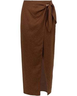 ViX Luna Knotted Midi Skirt - Brown