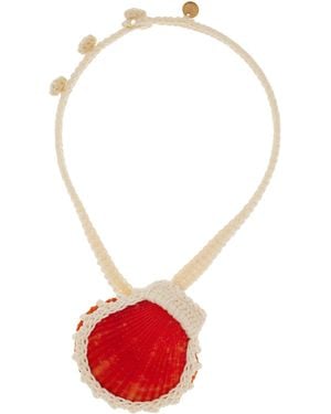 RENATA.Q Reeve Crocheted Seashell Necklace - Red