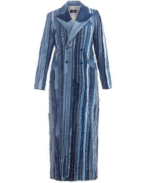 BOYEDOE Odeneho Iii Patchwork Denim Trench Coat - Blue