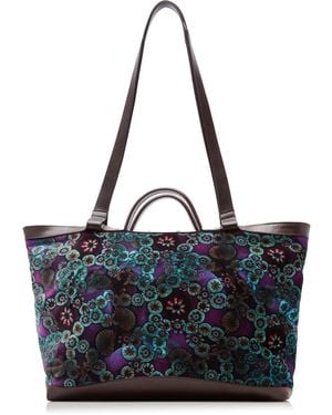 Dries Van Noten Carter Embroidered Tote Bag - Blue