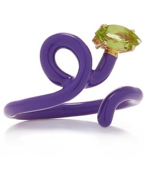 Bea Bongiasca Baby Vine Enamelled 9k Yellow Gold Peridot Ring - Purple
