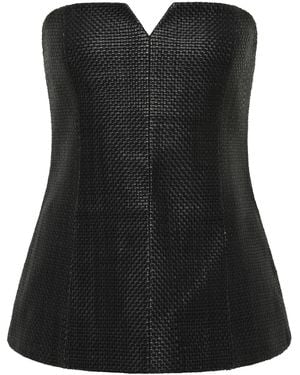 St. Agni Strapless Woven Leather Bodice - Black