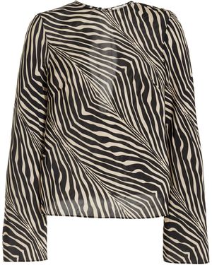 By Malene Birger Pricilla Zebra-print Silk-blend Top - Black