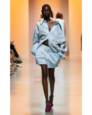 Georges Hobeika Embellished Crepe Jacket - Blue