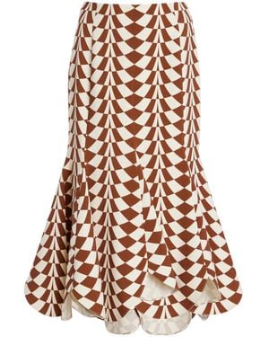 Oscar de la Renta Stretch-Wool Midi Skirt - White