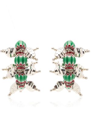 Dries Van Noten Beaded Hoop Earrings - Blue