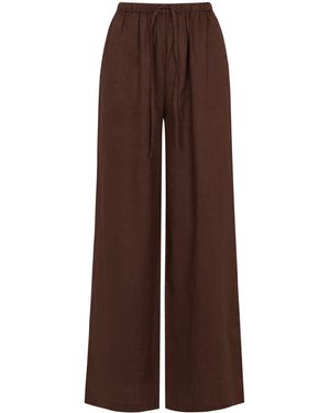 AEXAE Linen Drawstring Trousers - Brown